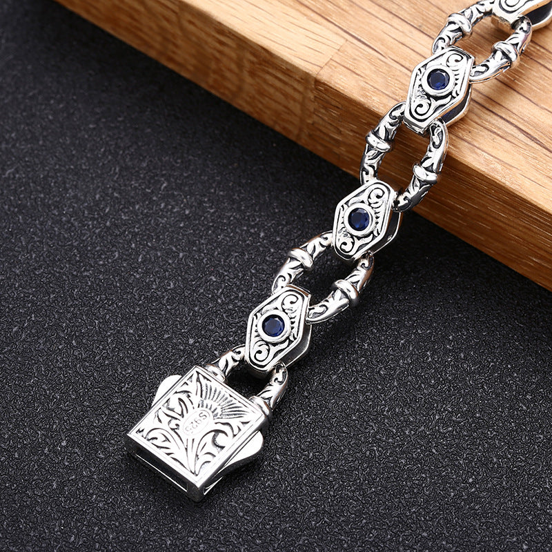 925 Silver Embossed Pattern Bracelet for Men | Elvarina