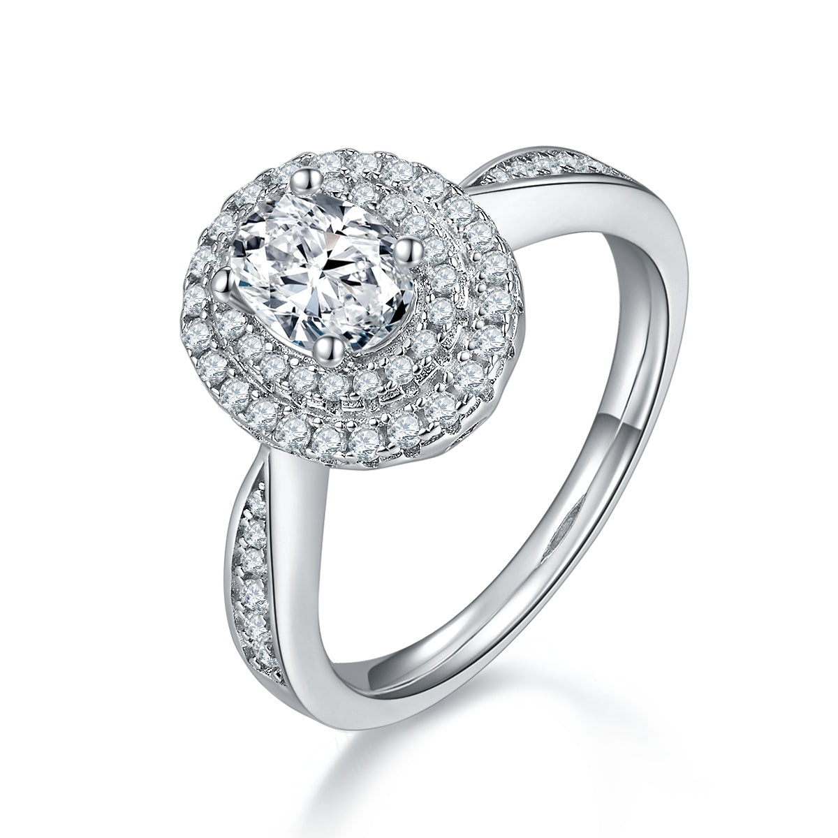 Oval Moissanite Ring | S925 Silver & Platinum | Elvarina