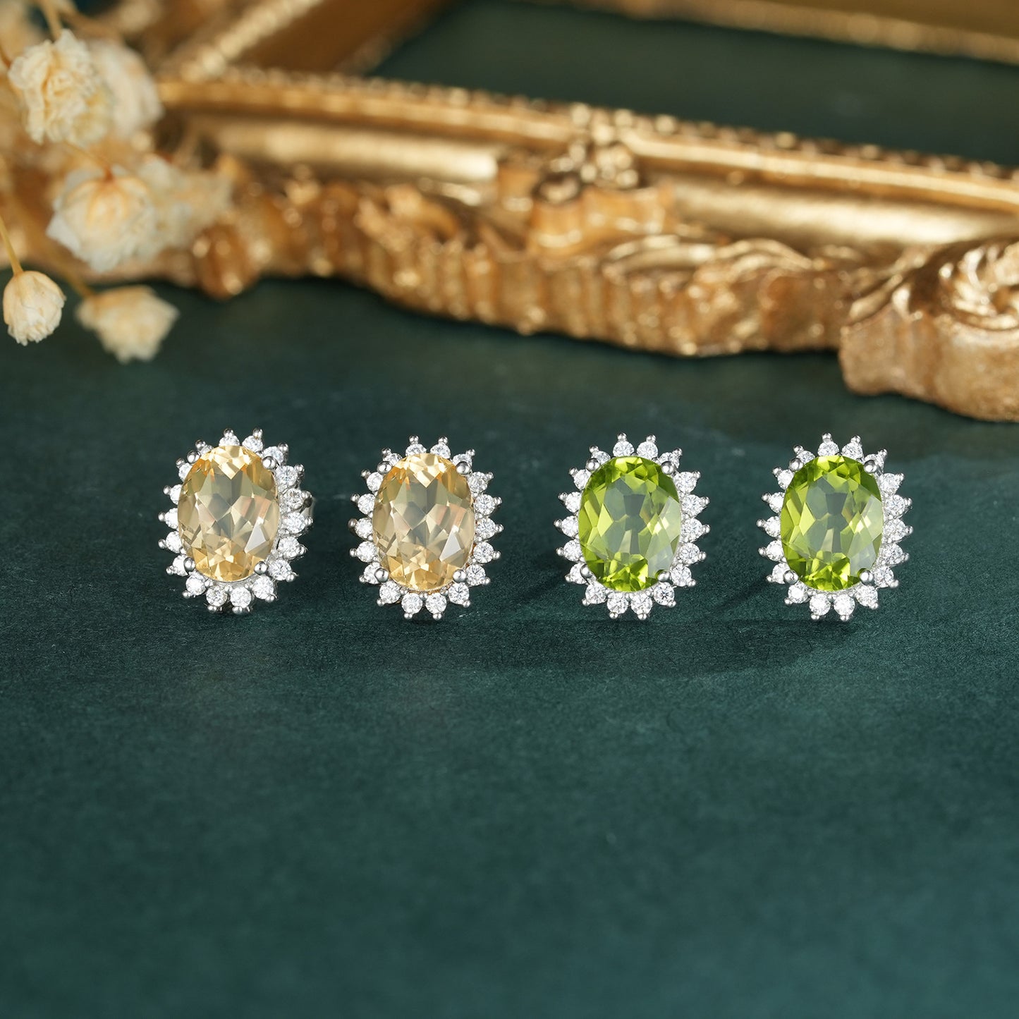 Topaz & Peridot Earrings | S925 Silver | Elvarina