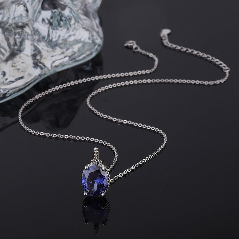 Ocean Heart Crystal Blue Collar Chain Necklace | Elvarina