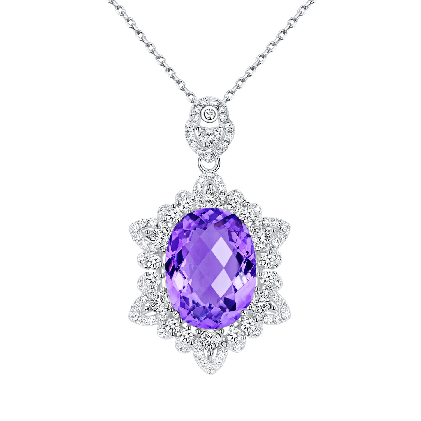 Natural Amethyst Necklace in 925 Silver