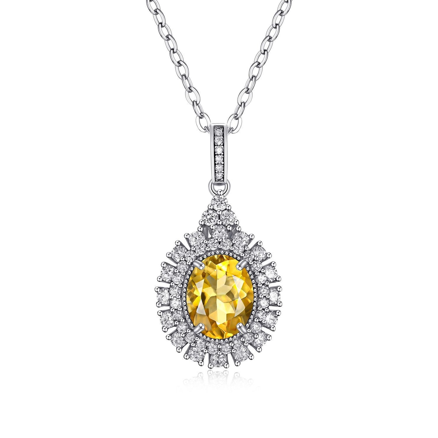 Topaz Egg-Cut Pendant Necklace in S925 Silver