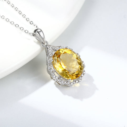 Topaz Egg-Cut Pendant Necklace | S925 | Elvarina
