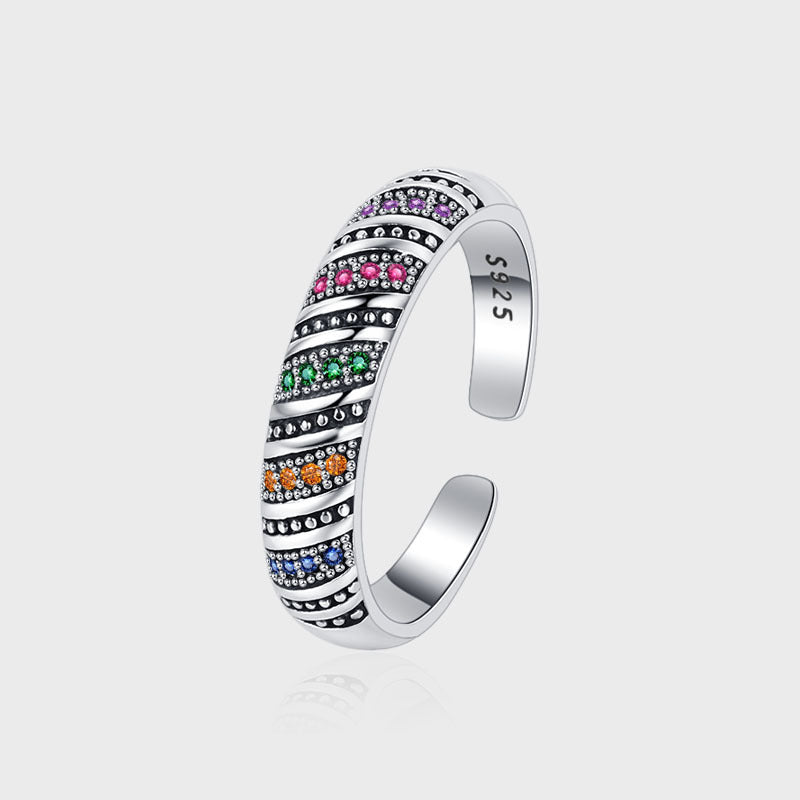 Color Diamond Thread Ring in S925 Silver