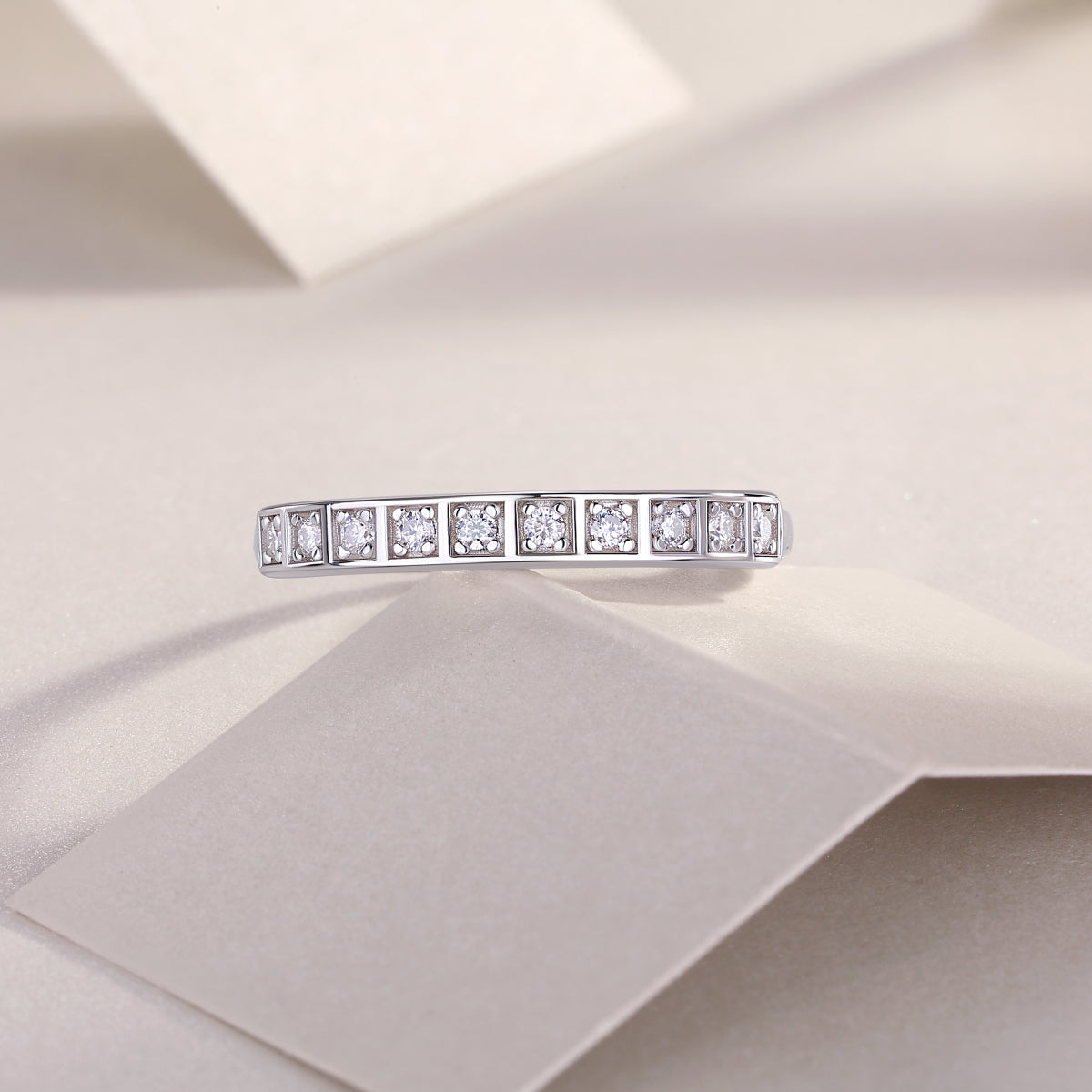 Moissanite Wedding Ring | 925 Silver Platinum Plated | Elvarina