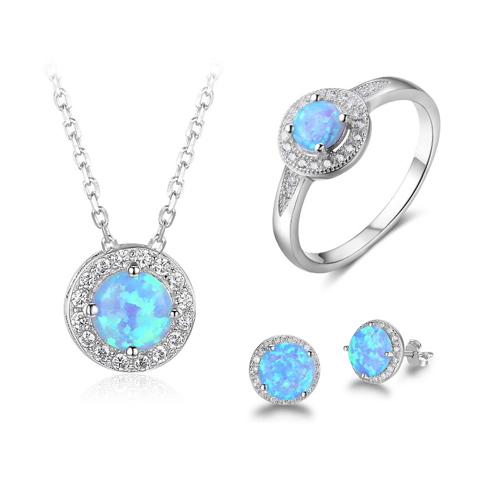 925 Sterling Silver Gem Jewelry Set Earrings Necklace Ring | Elvarina