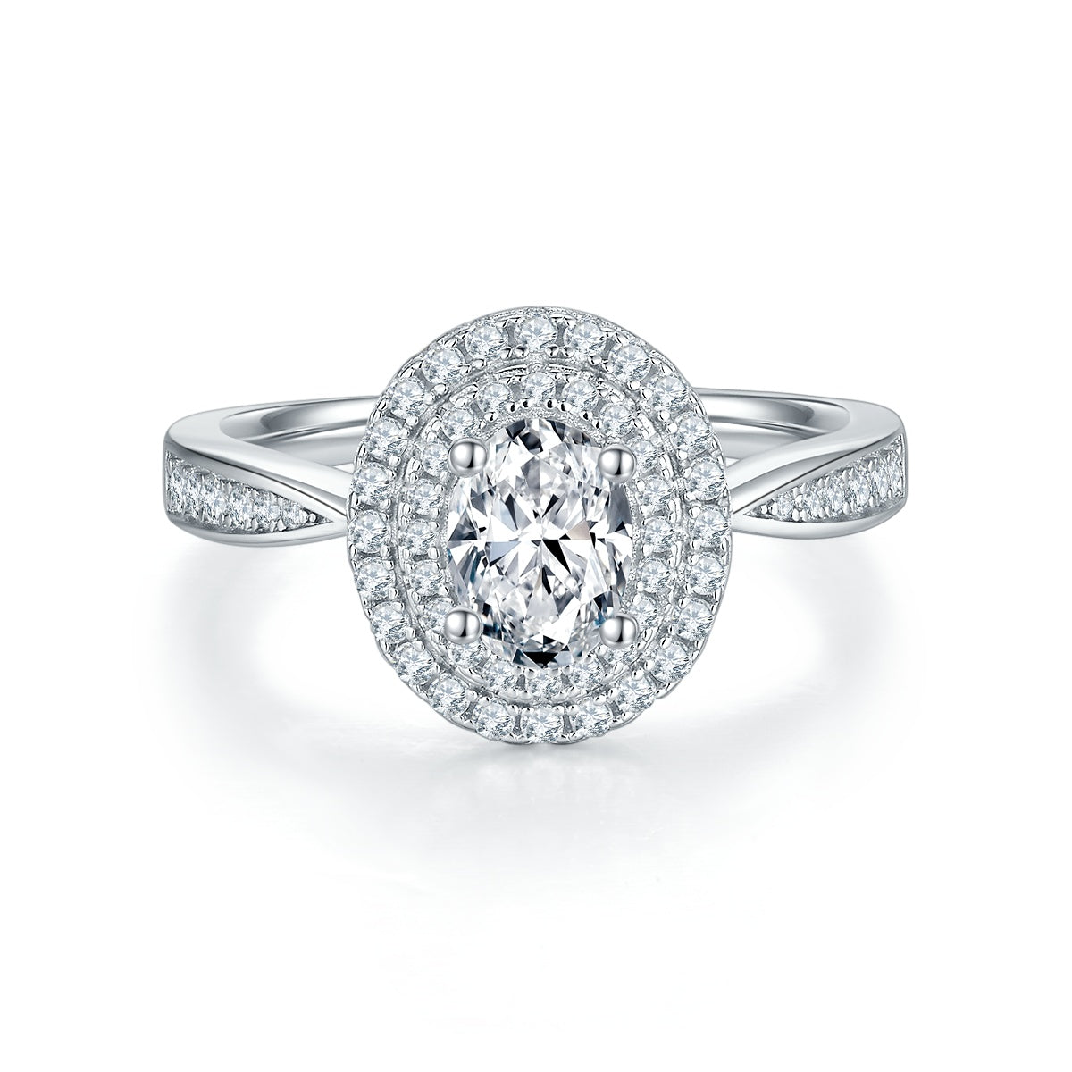 Oval Moissanite Ring | S925 Silver & Platinum | Elvarina