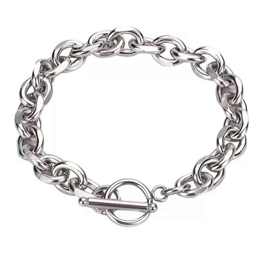 925 Silver Cuban Link Bracelet for Men | OT Buckle | Elvarina