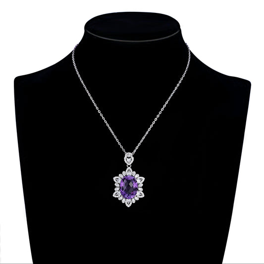 Natural Amethyst Necklace | 925 Silver | Elvarina