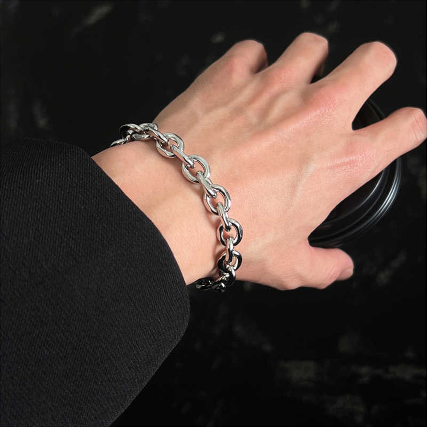 925 Silver Cuban Link Bracelet for Men | OT Buckle | Elvarina