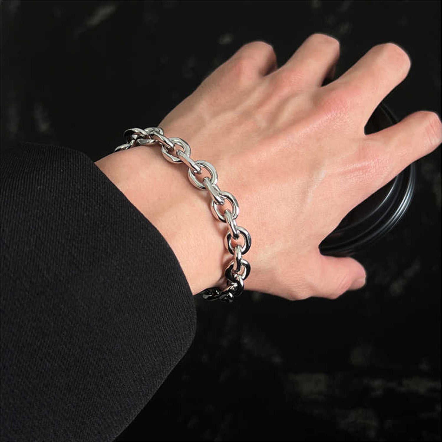 925 Silver Cuban Link Bracelet for Men | OT Buckle | Elvarina