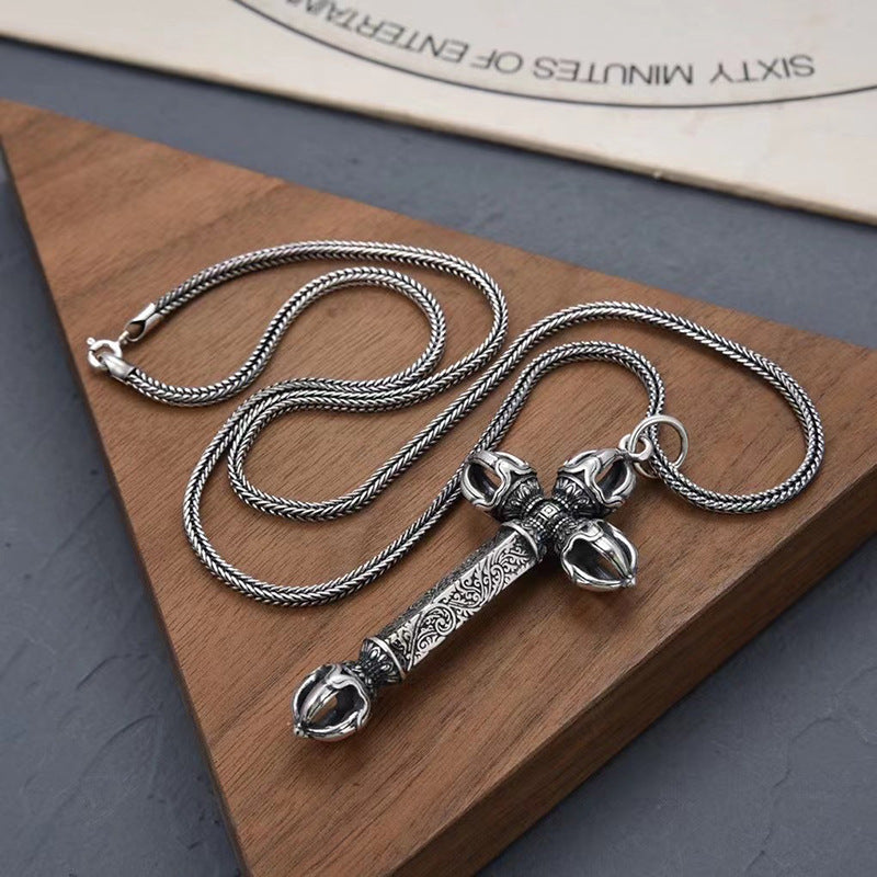 925 Silver Vintage Vajra Pendant Necklace for Men | Elvarina