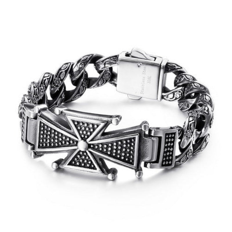 Skull Cross Totem Titanium Steel Bracelet for Men | Elvarina
