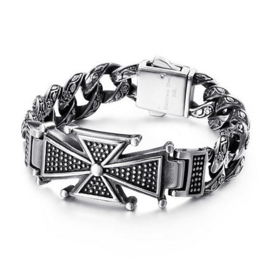 Skull Cross Totem Titanium Steel Bracelet for Men | Elvarina