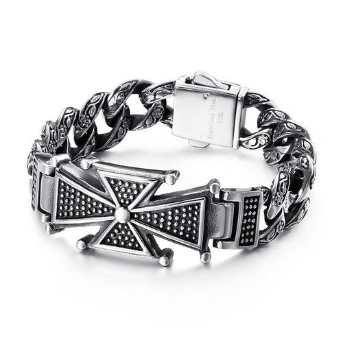 Skull Cross Totem Titanium Steel Bracelet for Men | Elvarina