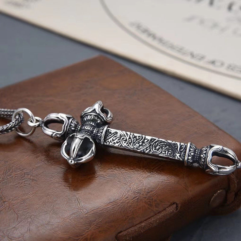 925 Silver Vintage Vajra Pendant Necklace for Men | Elvarina