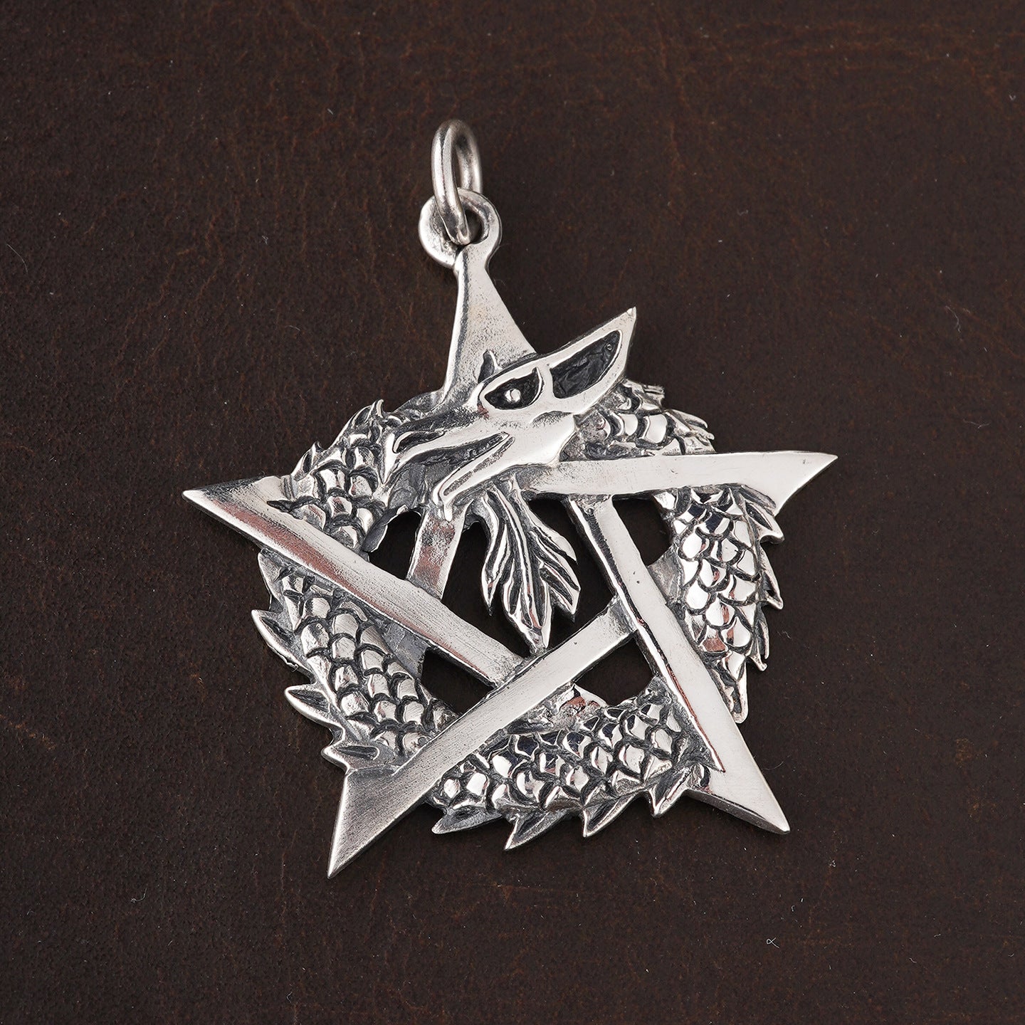 925 Silver Dragon Hexagram Pendant – Handmade | Elvarina