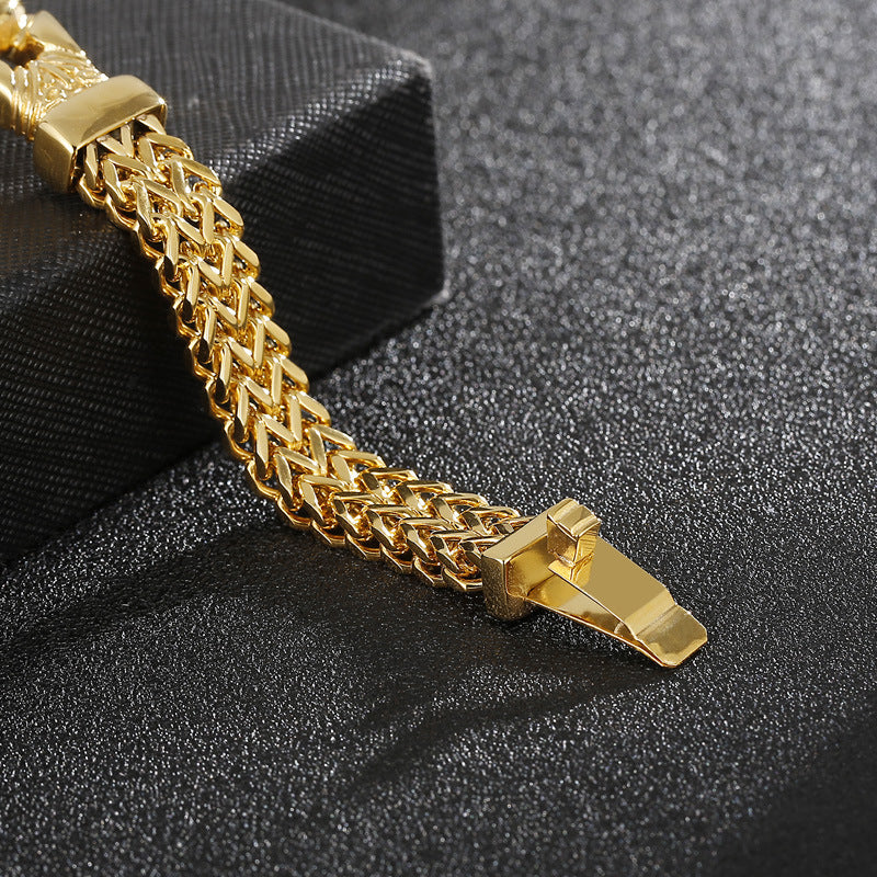 Gold Boxing Mesh Link Chain Bracelet for Men | Elvarina