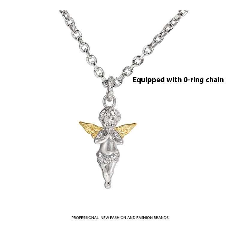 925 Silver Gold Winged Angel Pendant Necklace | Elvarina