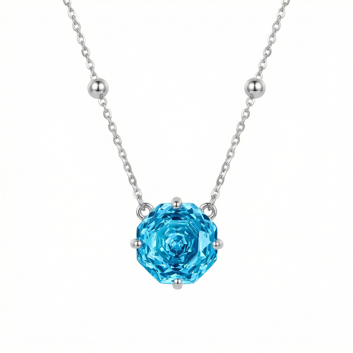 Sky Blue Gemstone Necklace | S925 Silver | Elvarina