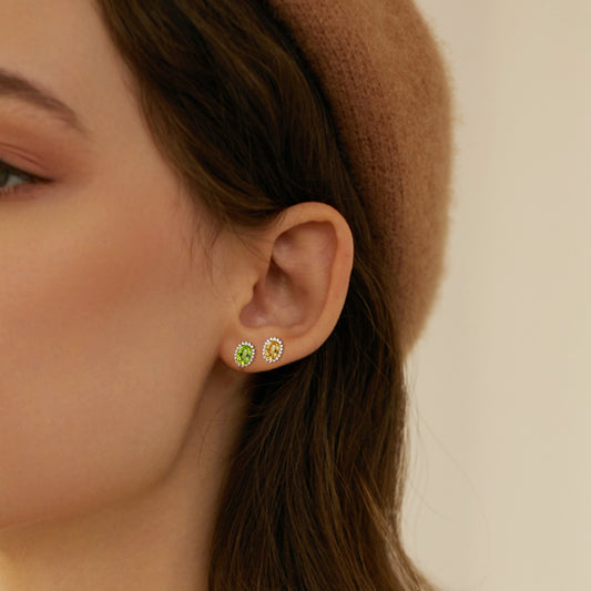 Topaz & Peridot Earrings | S925 Silver | Elvarina