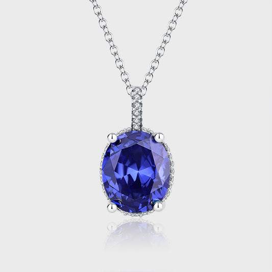 Ocean Heart Crystal Blue Collar Chain Necklace | Elvarina