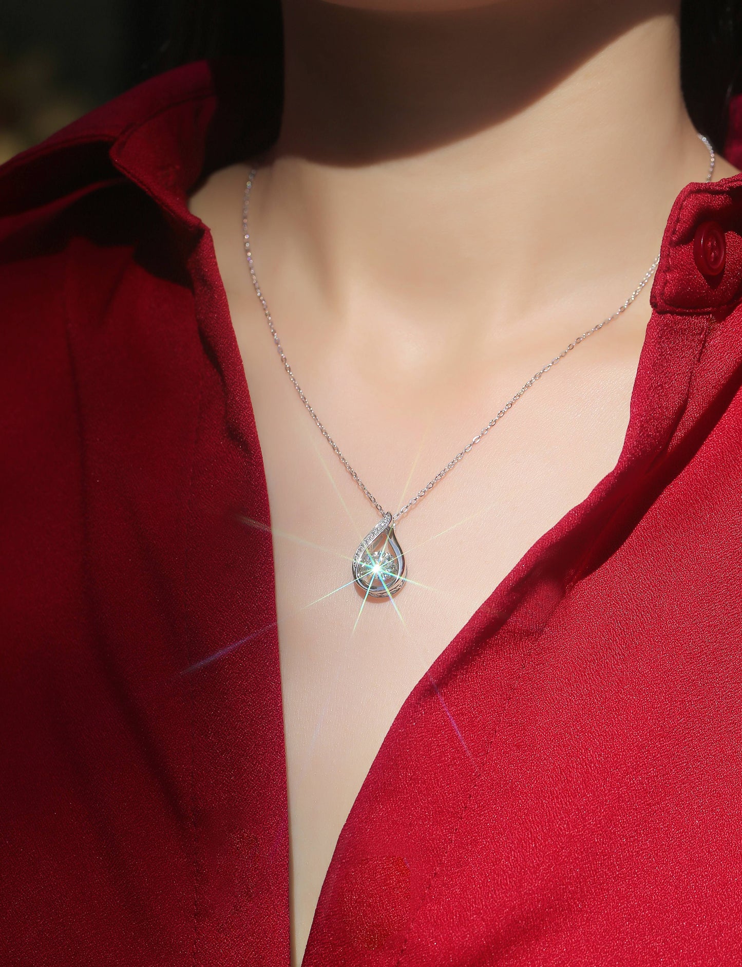 Moissanite Pendant Necklace | 925 Silver Platinum | Elvarina