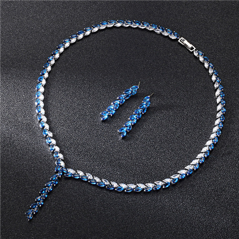 Zircon Flower Bridal Necklace & Earring Set for Women | Elvarina