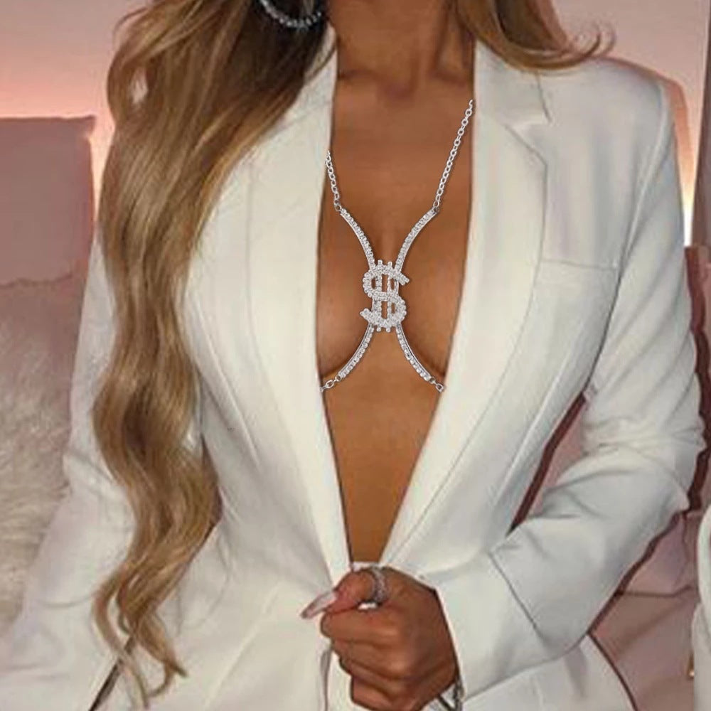 Rhinestone Chest Body Chain