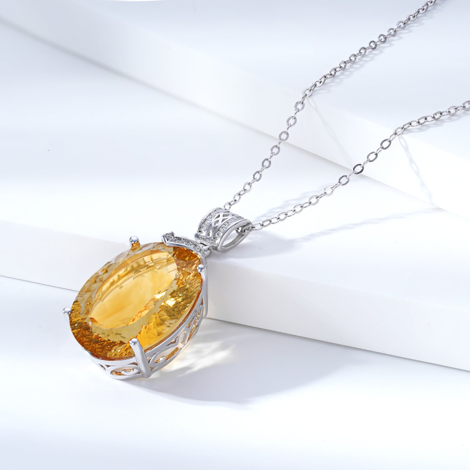 Natural Topaz Pendant Necklace | 925 Silver | Elvarina