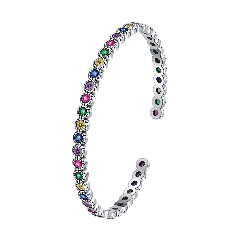 Colorful Zircon Graffiti Bracelet in S925 Silver