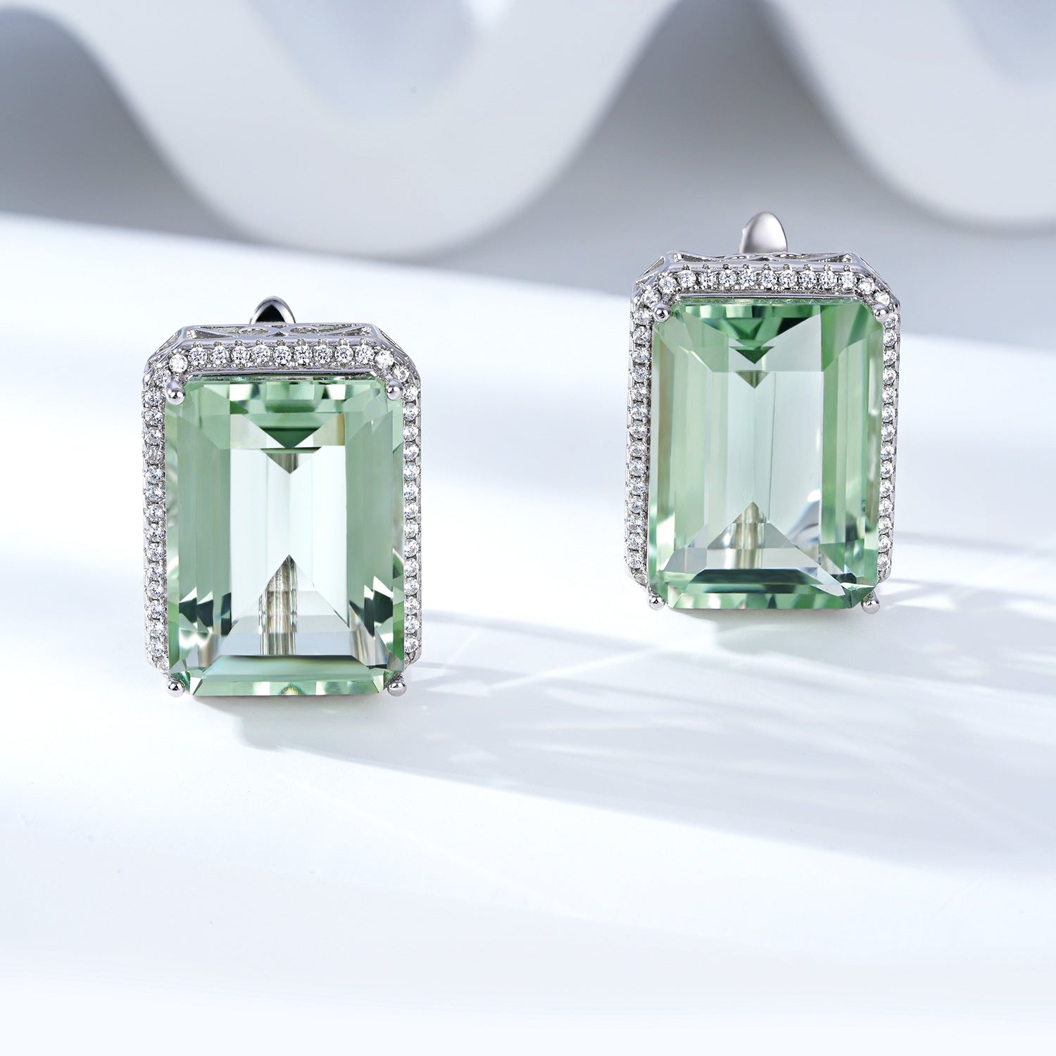 Natural Green Crystal Earrings | S925 | Elvarina