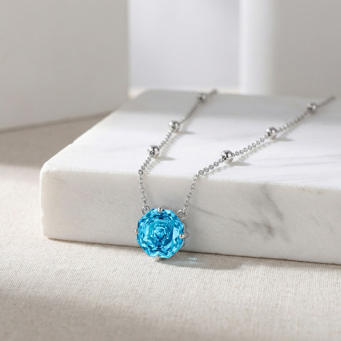 Sky Blue Gemstone Necklace | S925 Silver | Elvarina