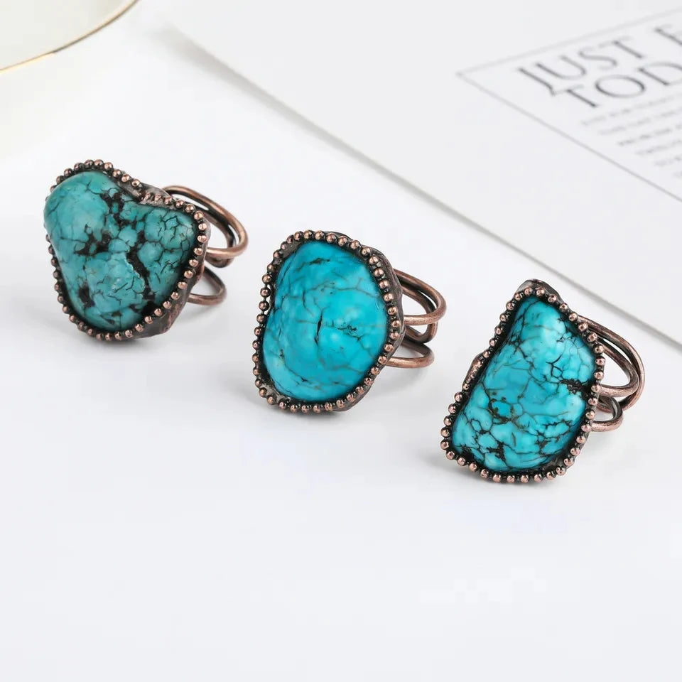 Blue Turquoise Adjustable Open Ring
