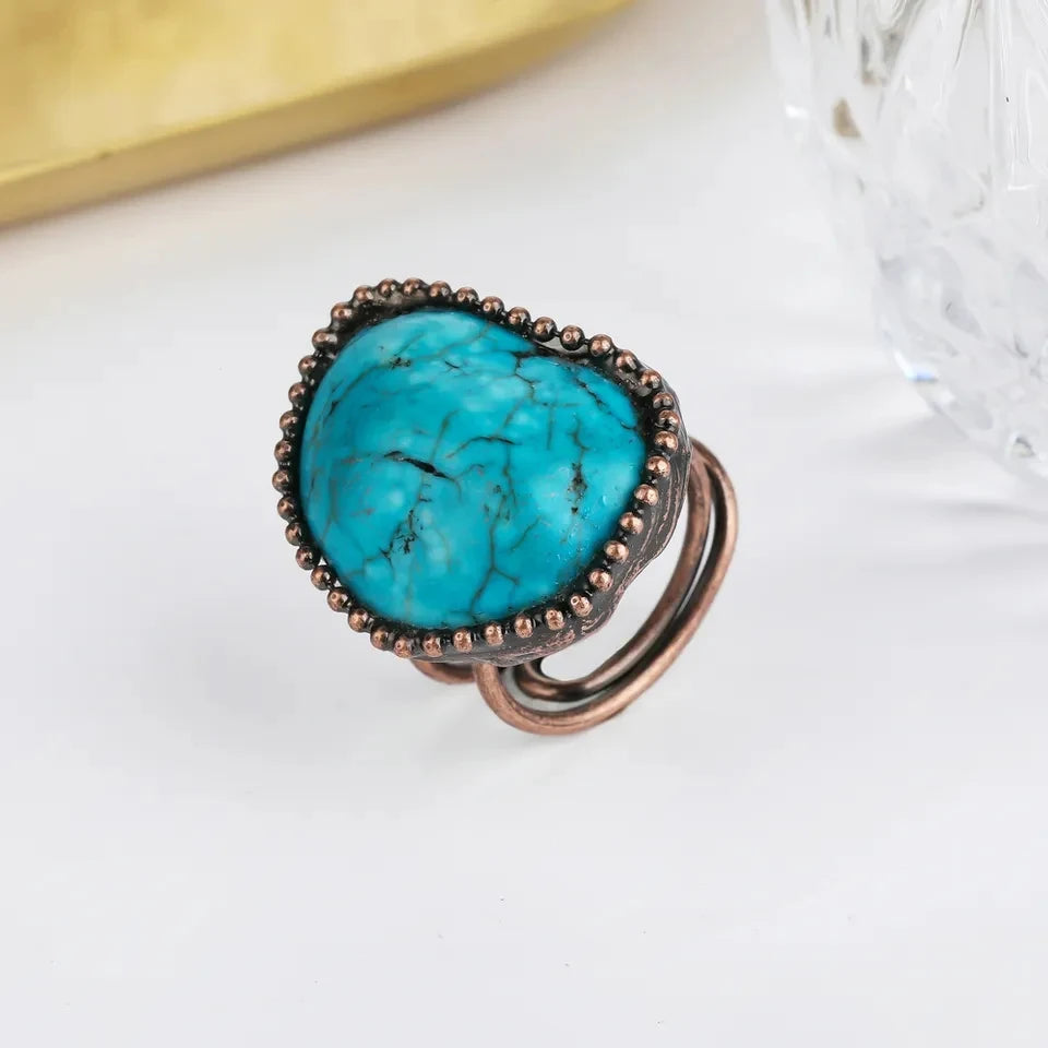 Blue Turquoise Adjustable Open Ring