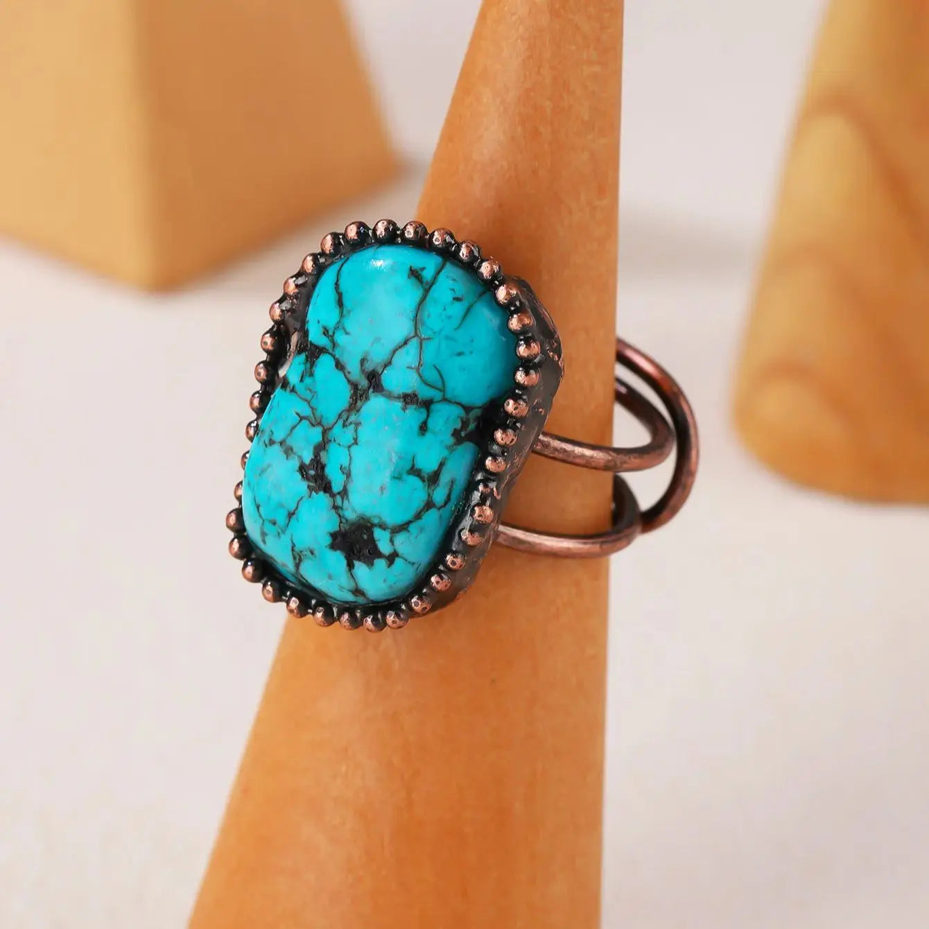 Blue Turquoise Adjustable Open Ring