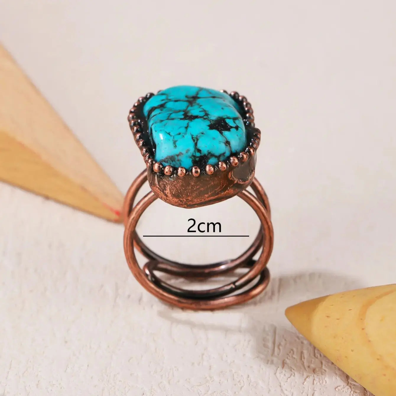 Blue Turquoise Adjustable Open Ring