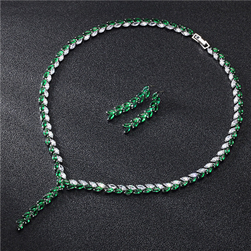 Zircon Flower Bridal Necklace & Earring Set for Women | Elvarina