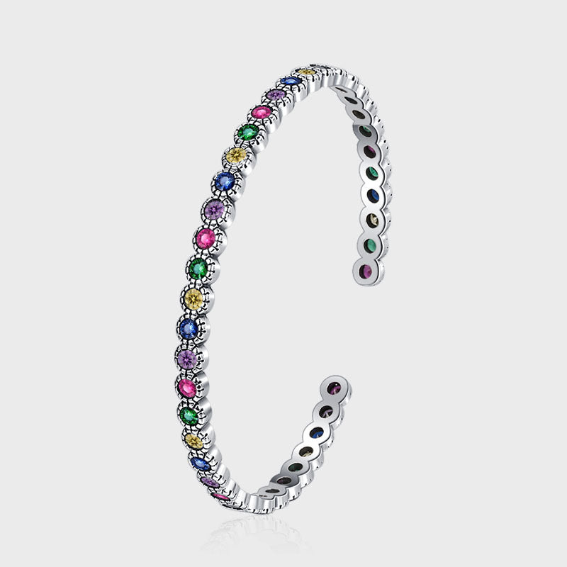 Colorful Zircon Graffiti Bracelet in S925 Silver | Elvarina