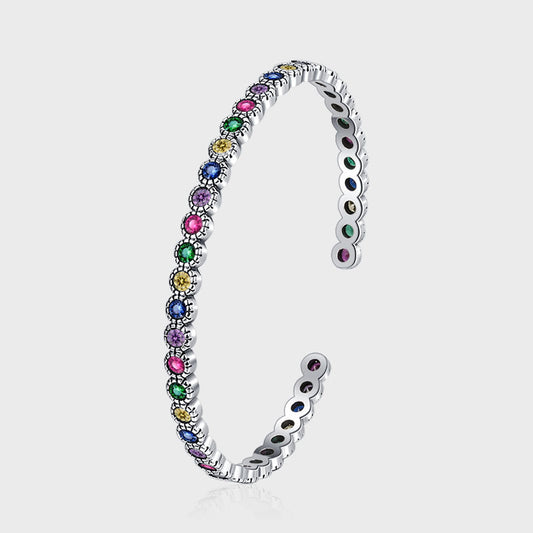Colorful Zircon Graffiti Bracelet in S925 Silver | Elvarina