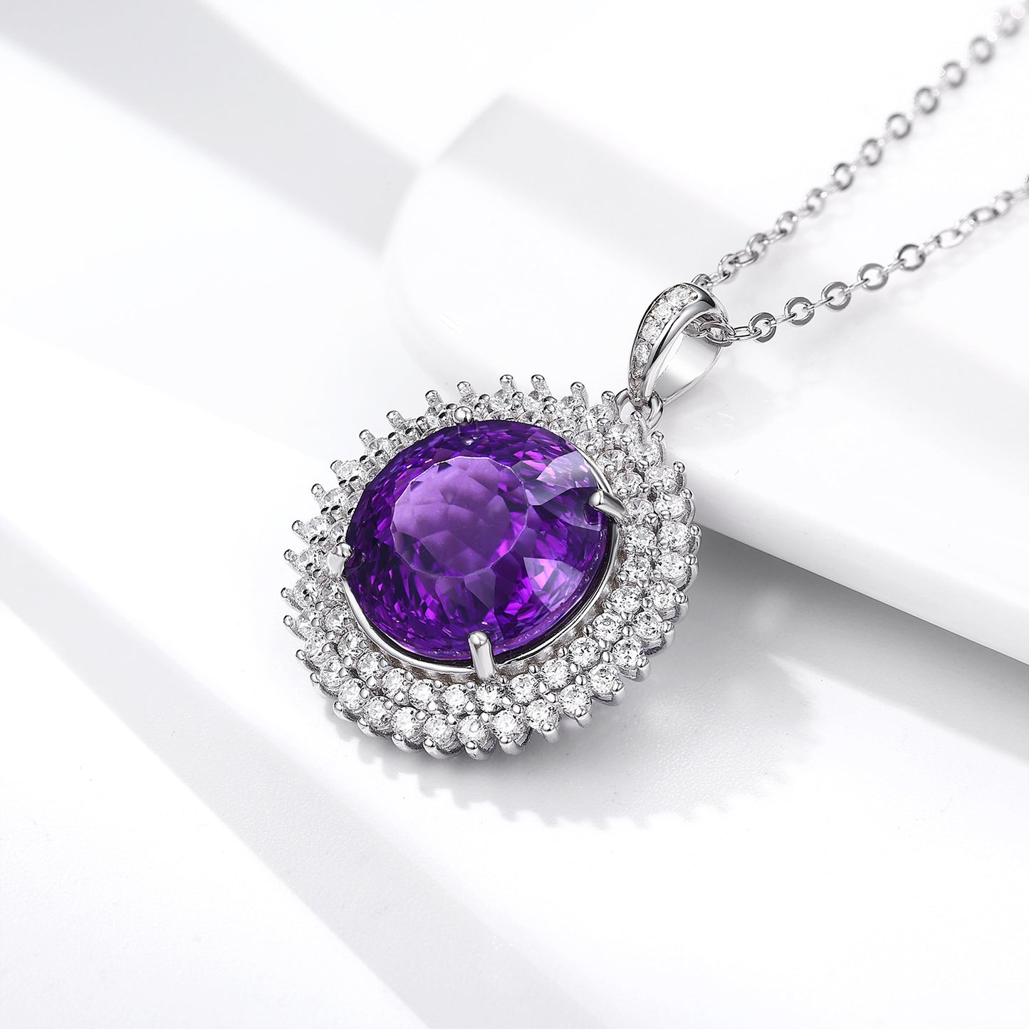 Amethyst Bird's Nest Pendant Necklace in S925 Silver