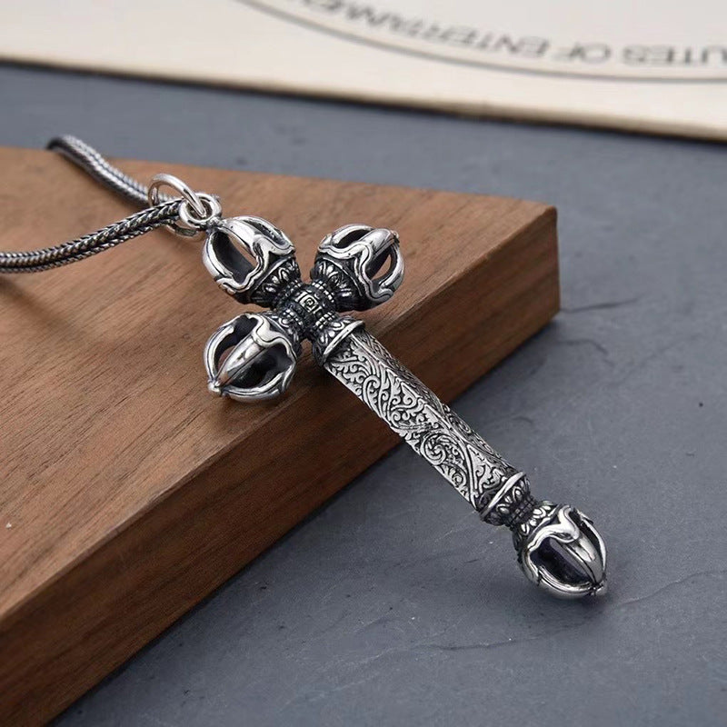 925 Silver Vintage Vajra Pendant Necklace for Men | Elvarina
