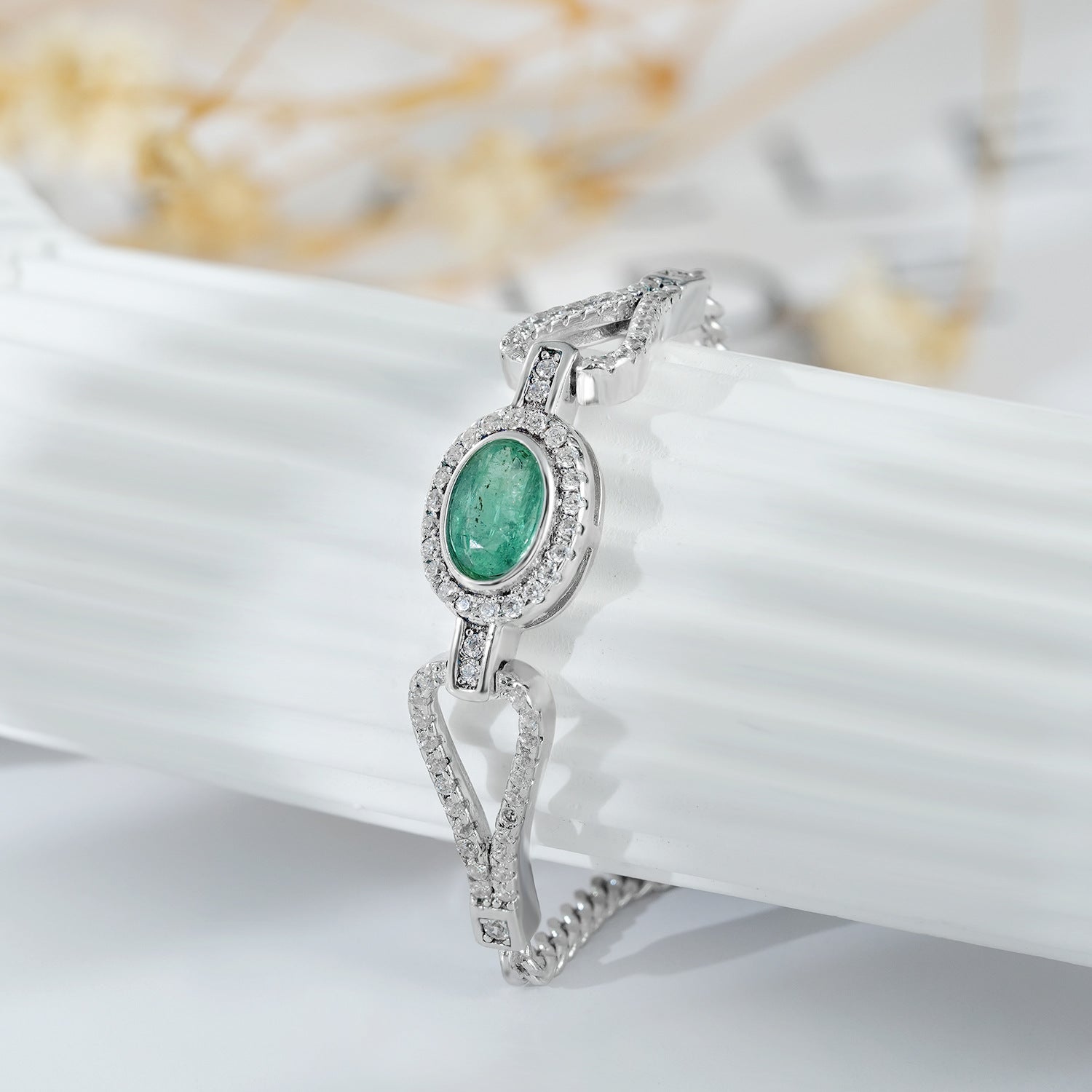 Natural Emerald Bracelet | S925 Silver | Elvarina