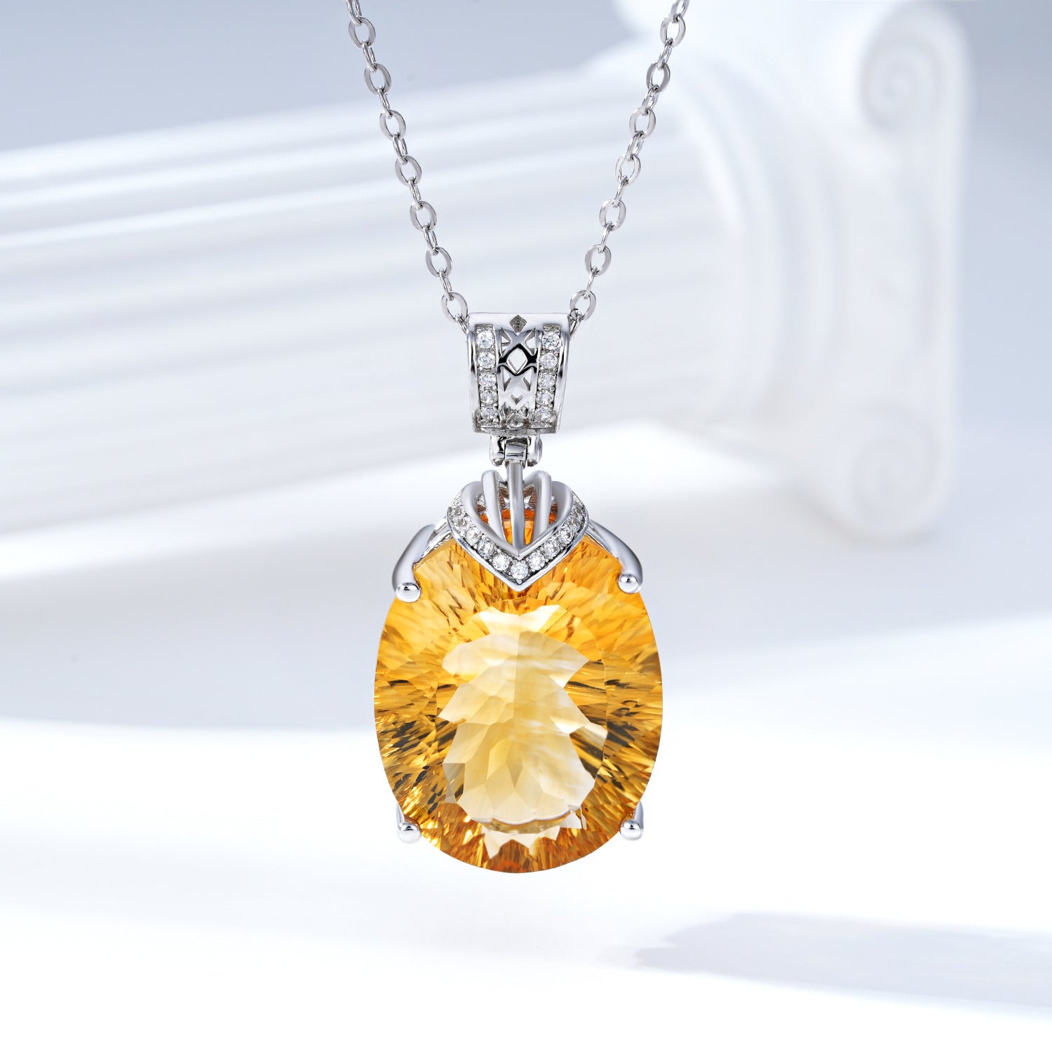 Natural Topaz Pendant Necklace | 925 Silver | Elvarina