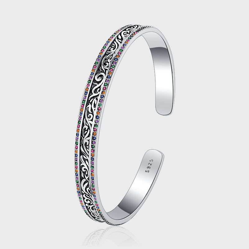 Rattan Carved Bracelet in 925 Sterling Silver – Elvarina