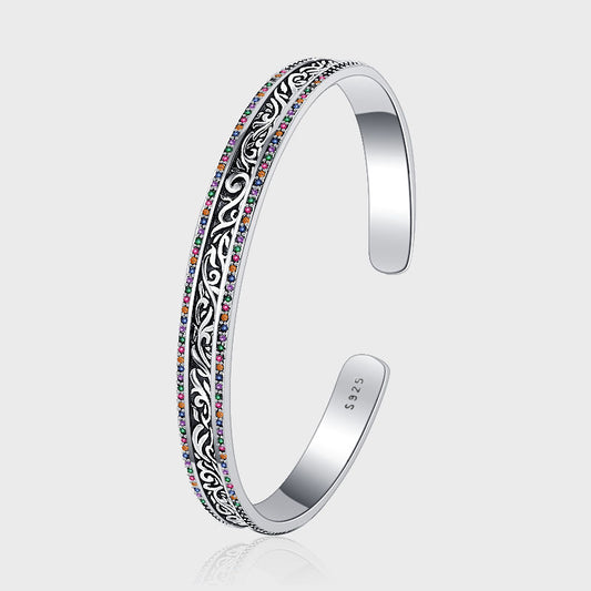 Rattan Carved Bracelet in 925 Sterling Silver – Elvarina