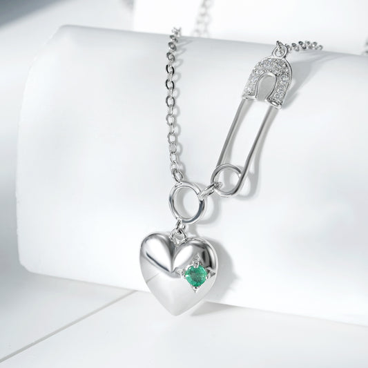 Emerald Heart Pendant Necklace | S925 | Elvarina