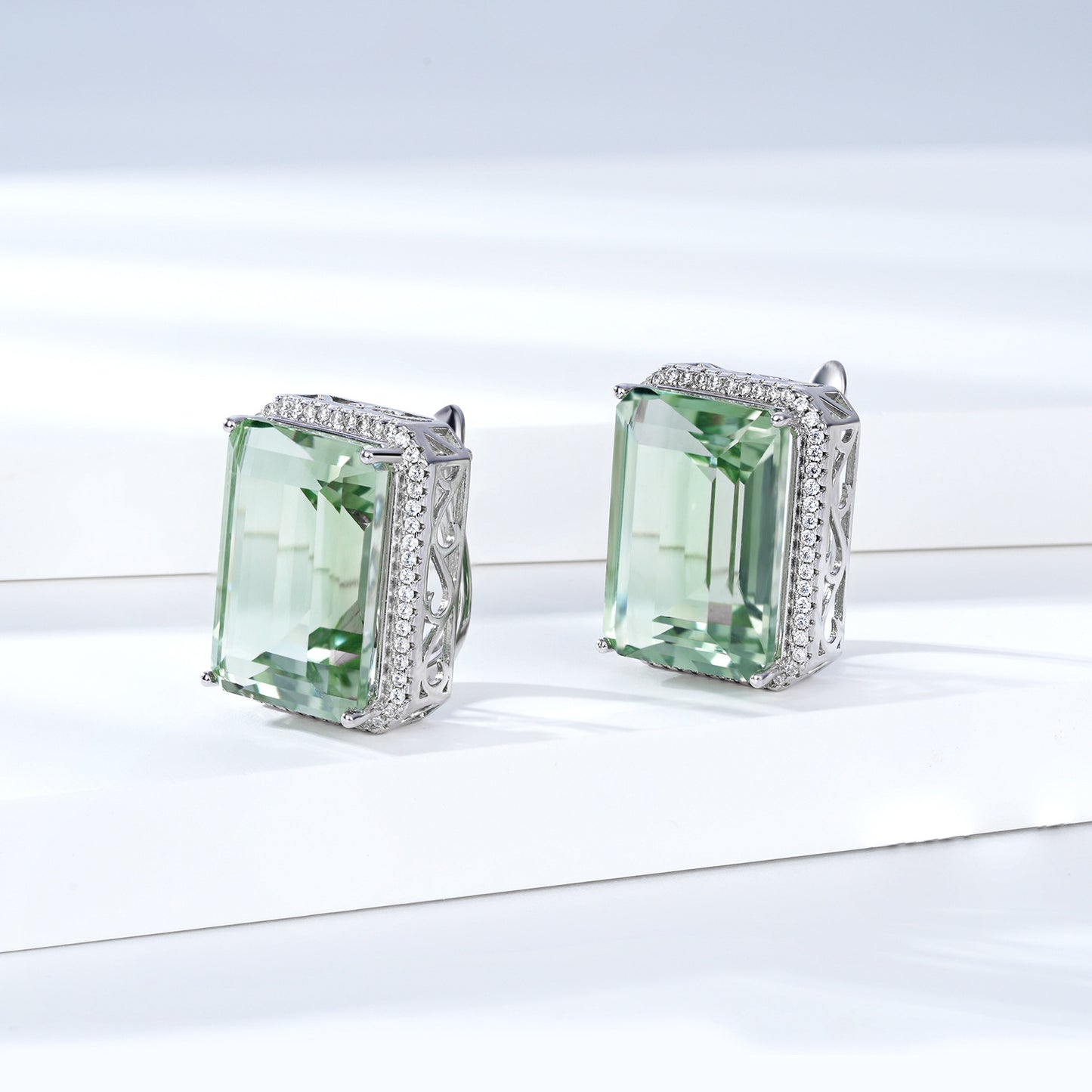 Green Crystal Earrings in S925 Silver