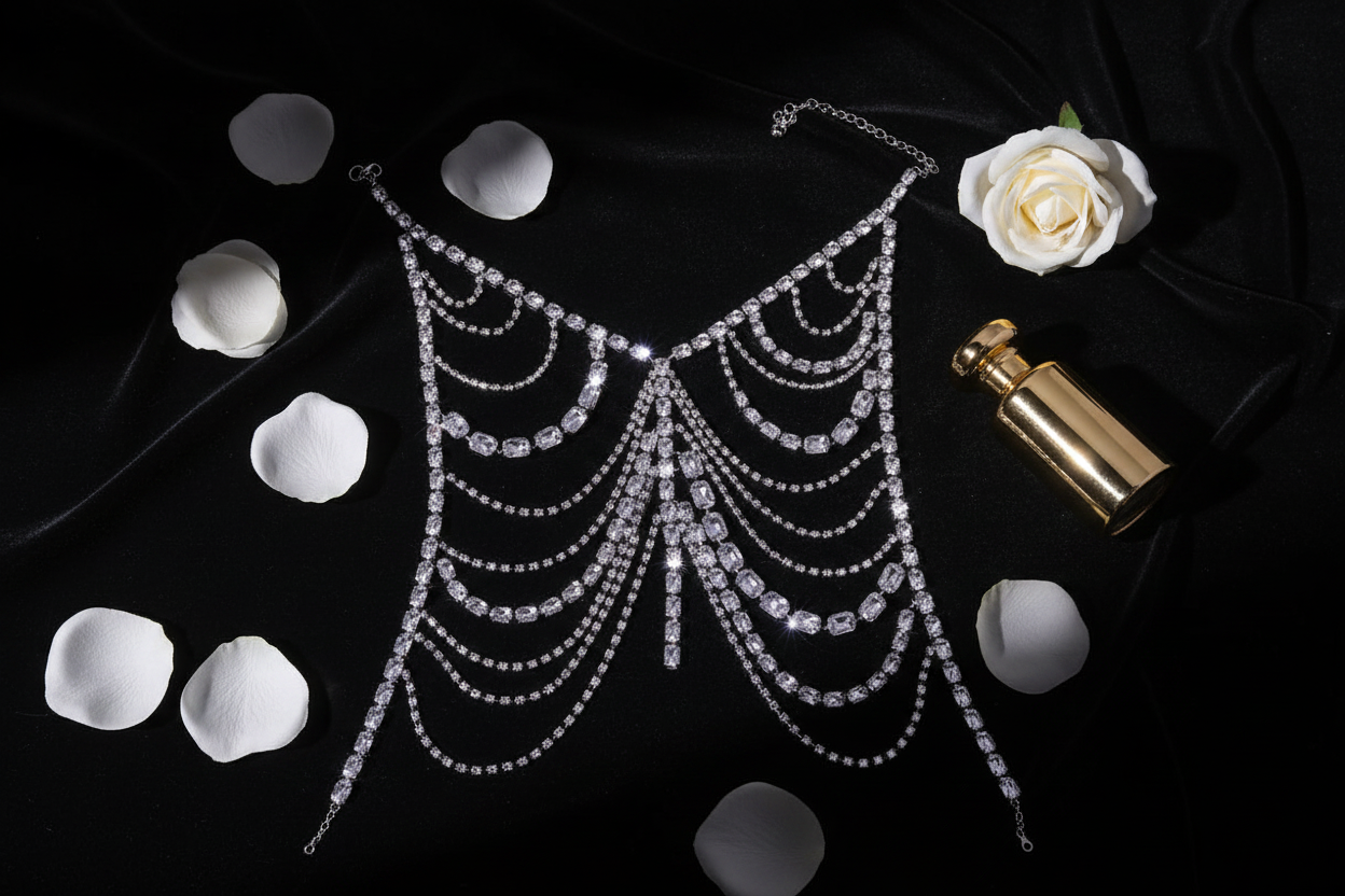 Body Chain - Black Velvet Flat Lay