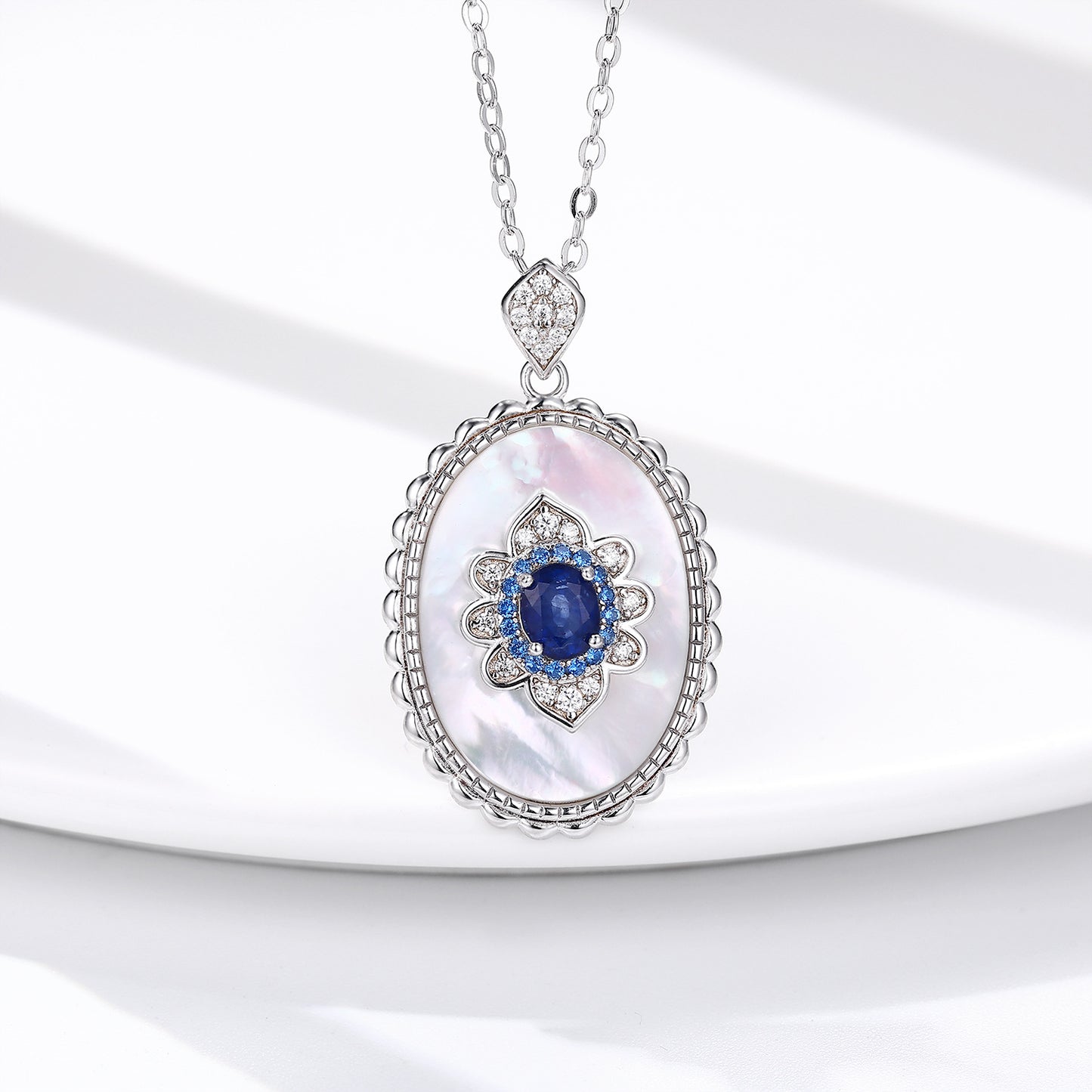 Sapphire Diamond Pendant Necklace | 925 | Elvarina
